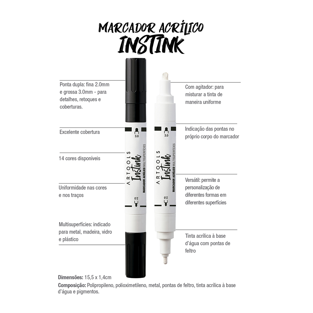 Marcador Acrílico Instink - Preto - Imagem 3